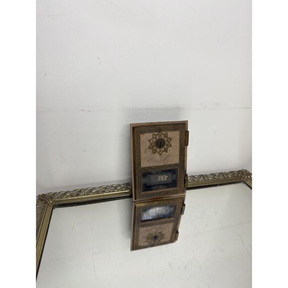 Vintage Brass, Metal & Glass Post Office Box Front, 1975 Door Front w/ Eagle Bra - Picture 8 of 8
